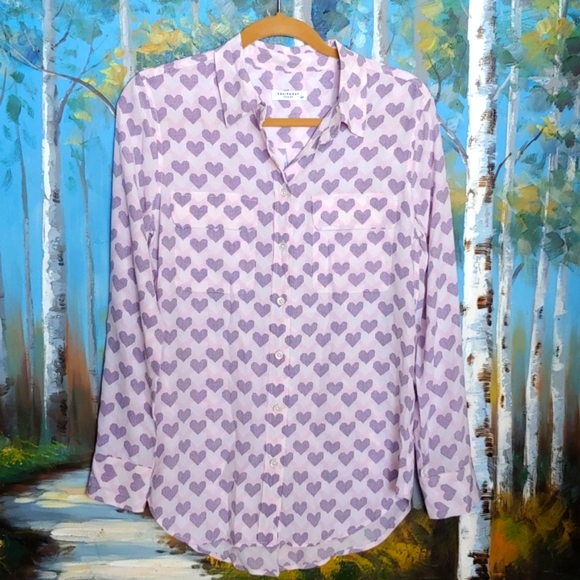 Equipment Tops - NWOT Equipment Slim Signature Silk Blouse, Pixel Hearts, Limited Edition
